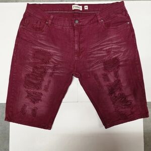 FVRD Men's Distressed Burgundy Jean Shorts